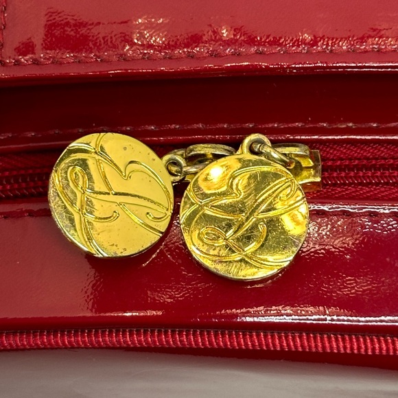 Estée Lauder Faux Leather Red Cosmetic Case Zipper Storage Case with Handle - Picture 4 of 4